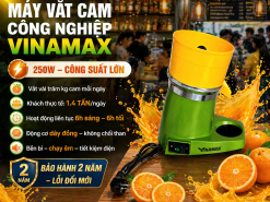 Máy vắt cam công nghiệp VINAMAX công suất lớn 250W, thiết kế bền bỉ, ép nhanh, phù hợp quán cà phê, nhà hàng hoạt động liên tục.