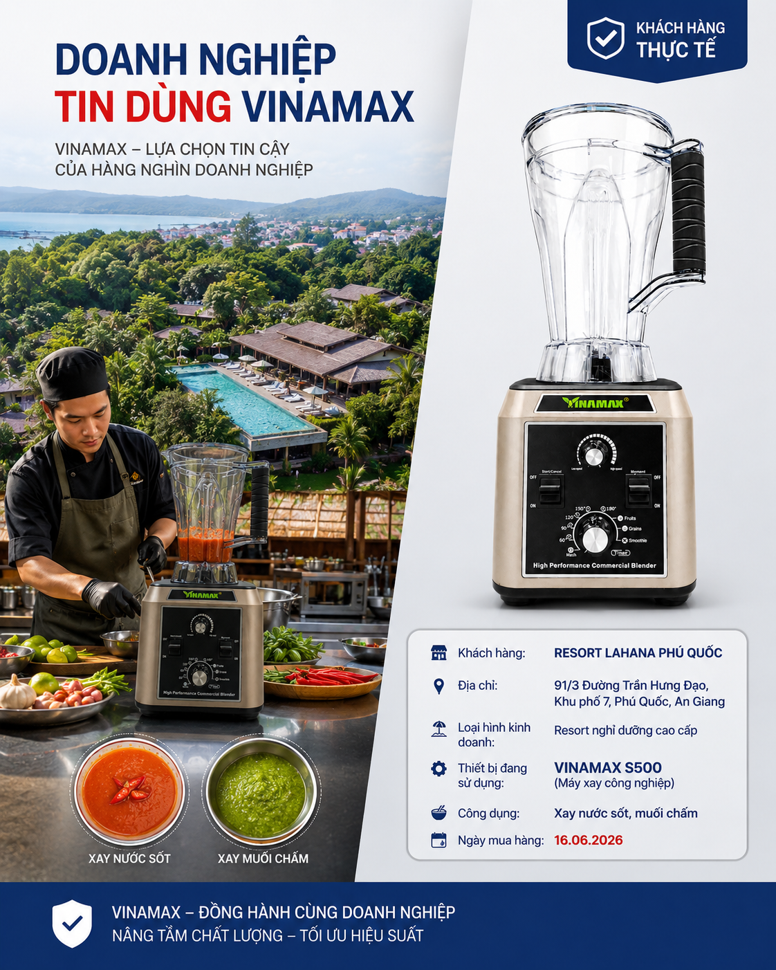 Máy Xay Sinh Tố Công Nghiệp VINAMAX S500 – Công Suất Khủng 3200W, Xay Số Lượng Lớn , Xay Liên Tục Không Lo Cháy Máy 60 resort lahana phu quoc may xay cong nghiep vinamax s500