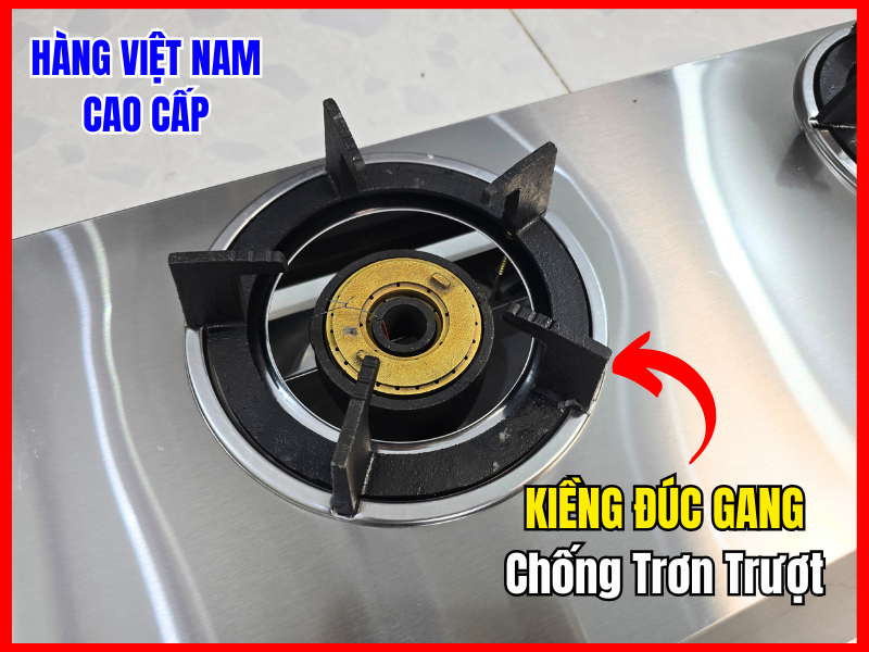 Bếp Gas 3 Họng Khè Bếp Gas Công Nghiệp LỬA MẠNH 13 Kiềng đúc gang chống trơn trượt của bếp gas 3 họng khè chắc chắn, bền bỉ