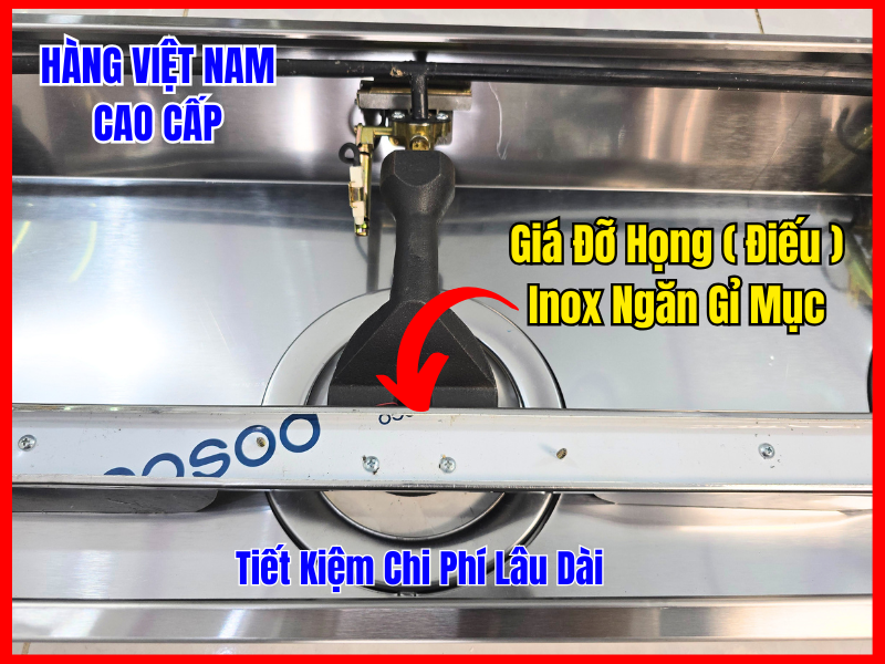 Bếp Gas 3 Họng Khè Bếp Gas Công Nghiệp LỬA MẠNH 14 Giá đỡ họng inox ngăn gỉ mục của bếp gas 3 họng khè bền bỉ, tiết kiệm chi phí