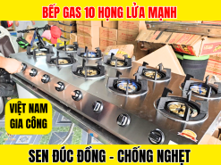 bếp gas 10 họng khè sen đúc đồng