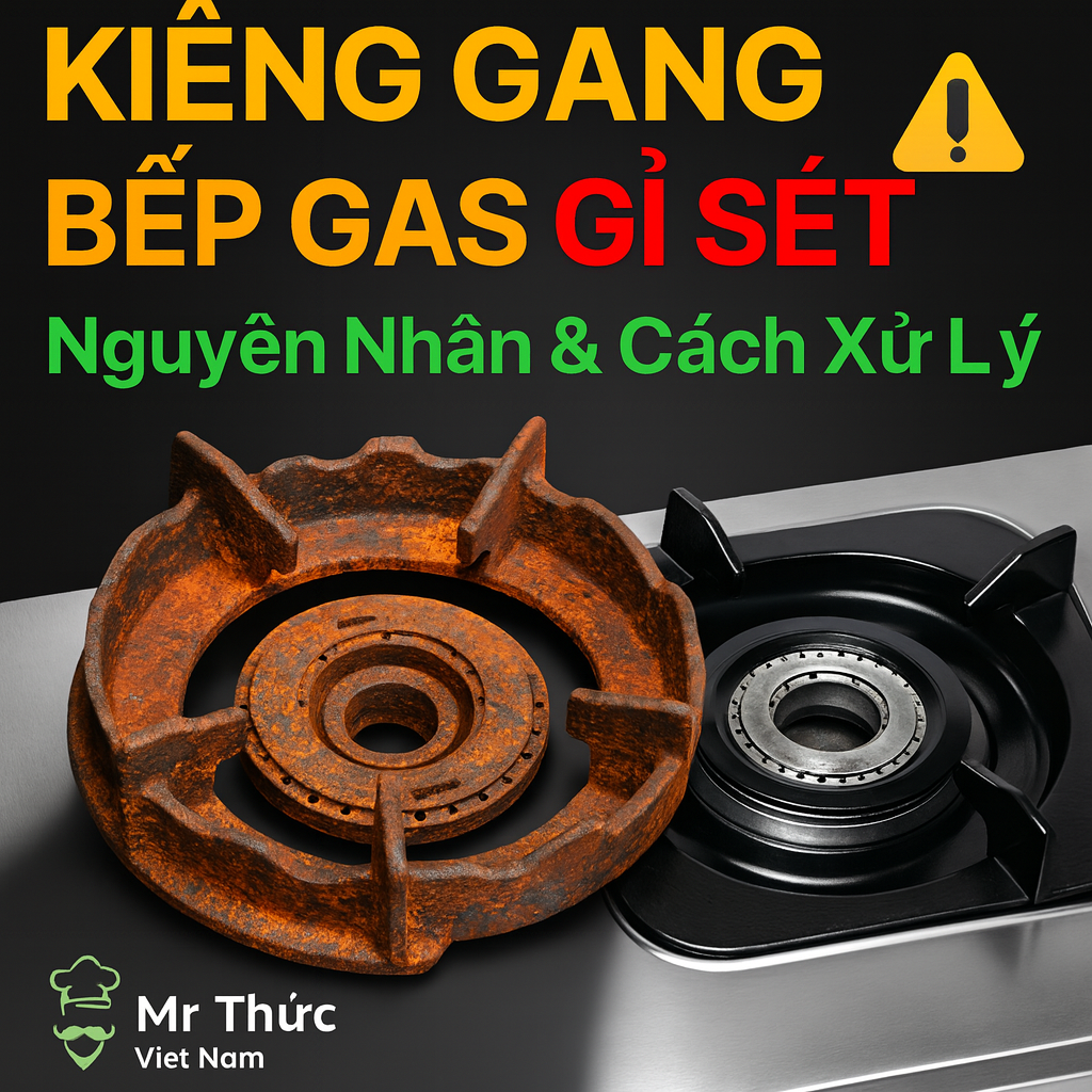 Kiềng gang bếp gas gỉ sét cần được thay hoặc vệ sinh