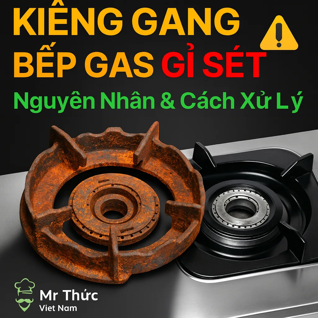 Kiềng gang bếp gas gỉ sét cần được thay hoặc vệ sinh