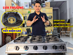 Bếp gas 6 họng inox kiềng gang dùng cho nhà hàng, bền bỉ và tiện lợi