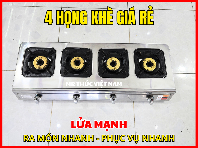 Bếp Gas 4 Họng Khè Giá Rẻ Lửa Mạnh – Giải Pháp Ra Món Nhanh Cho Quán Ăn Đông Khách 11 Bếp gas 4 họng khè giá rẻ inox, lửa mạnh, nấu nhanh, phù hợp quán ăn và bếp công nghiệp