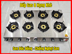 Bếp gas 8 họng khè sen đồng chống nghẹt, hàng cao cấp Việt Nam.