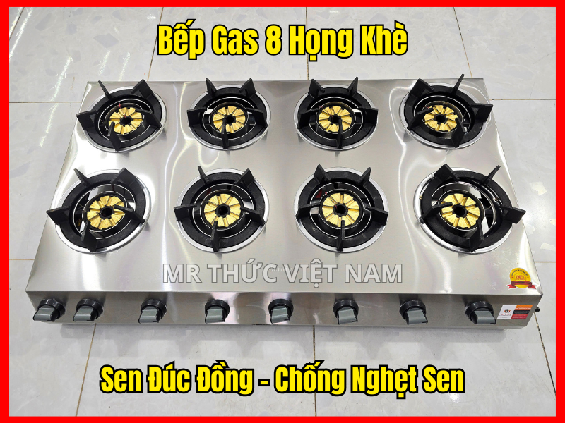 Bếp gas 8 họng khè sen đồng cao cấp, chống nghẹt sen Bếp gas 8 họng khè sen đồng chống nghẹt, hàng cao cấp Việt Nam.