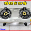 Bếp khè đôi inox công nghiệp với hai họng đốt lớn, lửa mạnh, dùng cho quán ăn và bếp nhà hàng