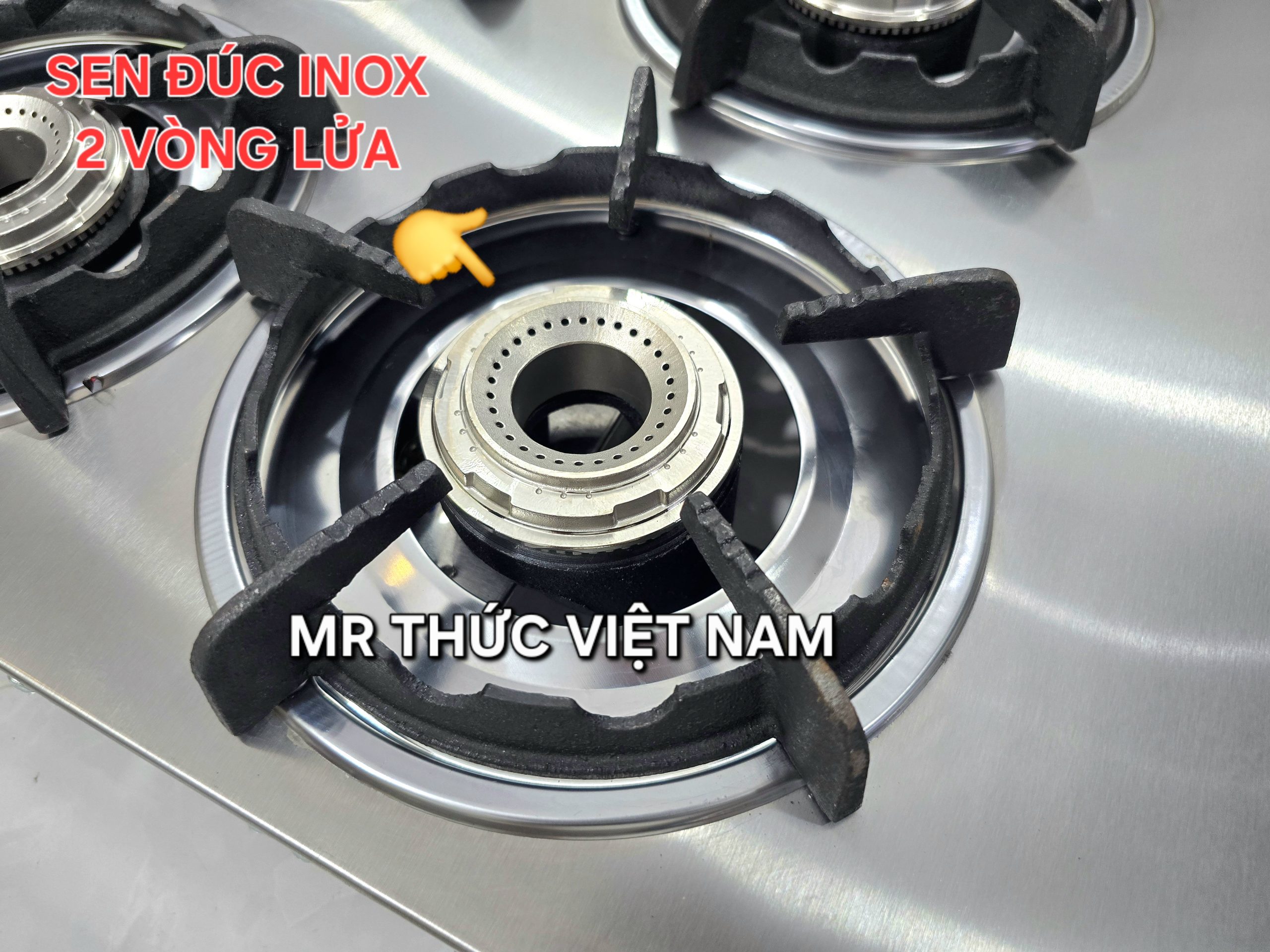 Bếp gas 6 họng cao cấp – Giải pháp tối ưu cho nhà hàng, quán ăn 10 Sen đúc inox 2 vòng lửa của bếp gas công nghiệp 6 lò
